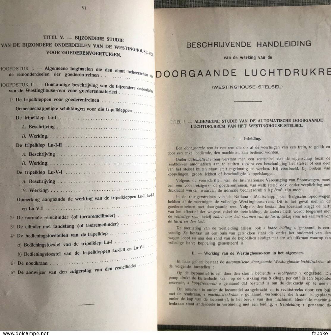 BESCHRIJVENDE HANDLEIDING WESTINGHOUSE REM H. HENNIG NMBS 1930 - Pratique