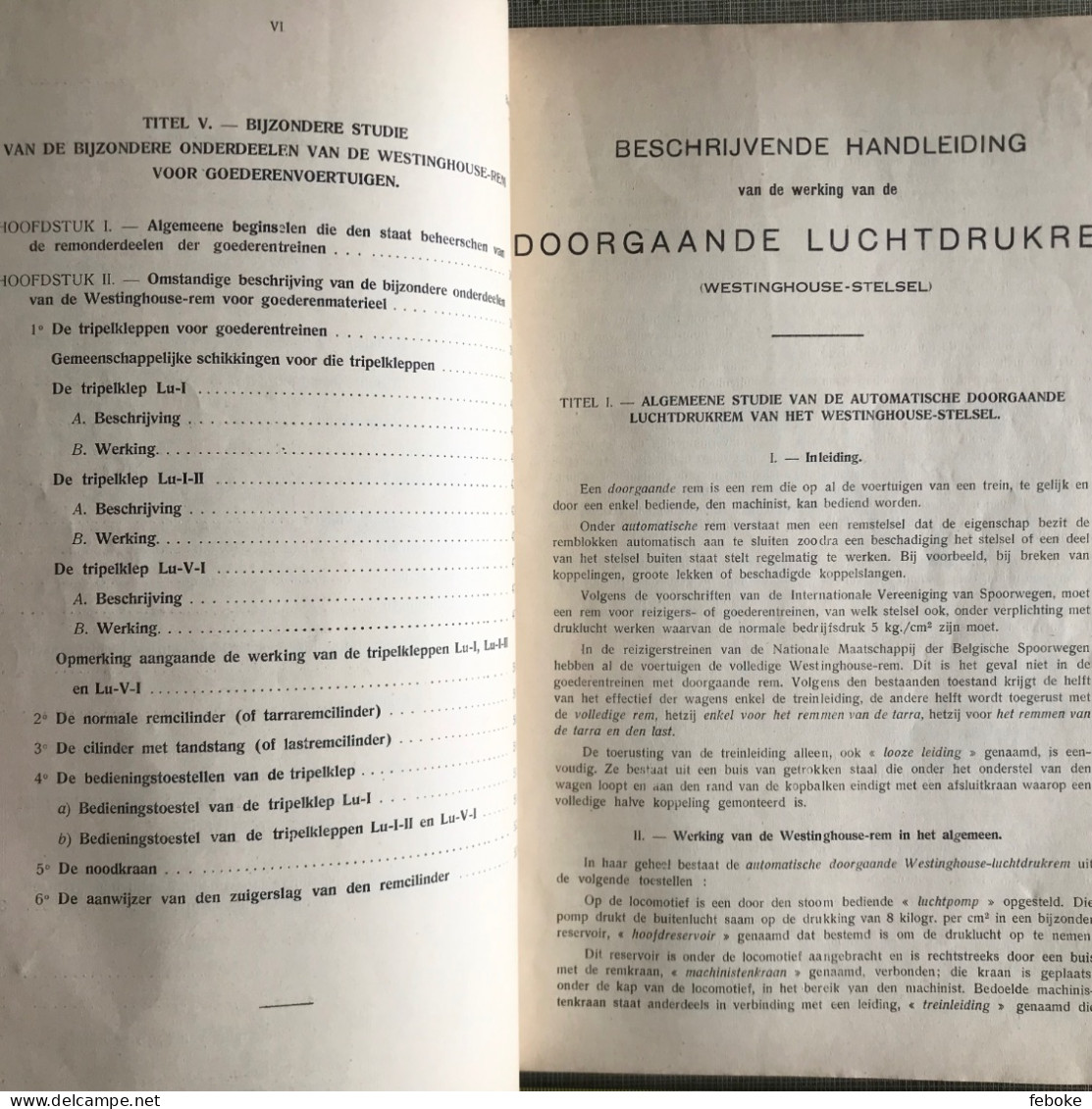 BESCHRIJVENDE HANDLEIDING WESTINGHOUSE REM H. HENNIG NMBS 1930 - Sachbücher