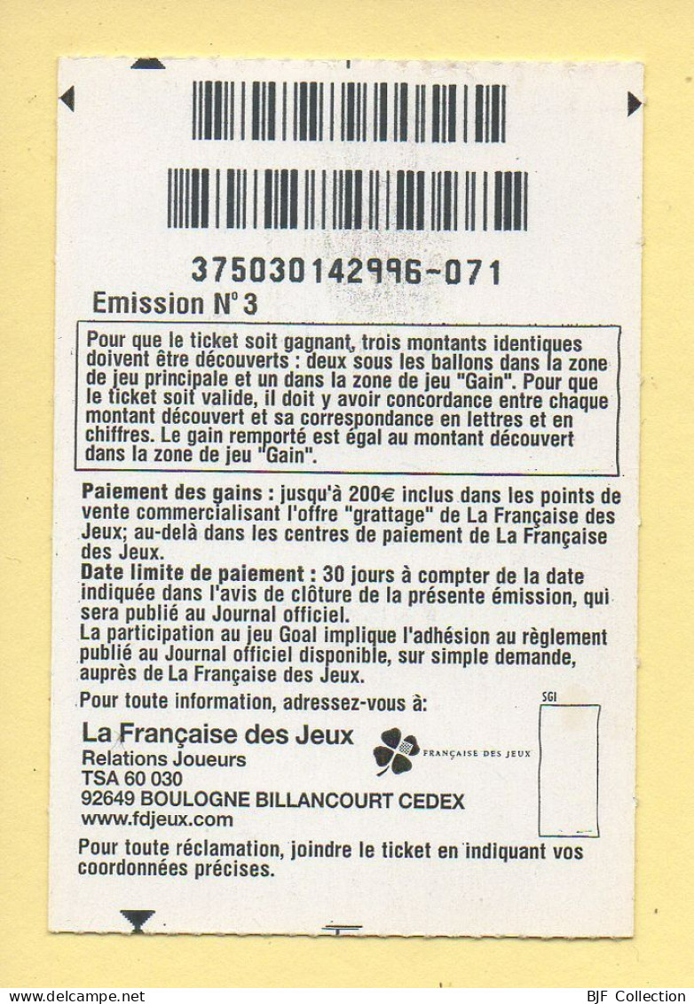 Grattage : GOAL / Emission N° 3 (gratté) Trait Bleu - Billetes De Lotería
