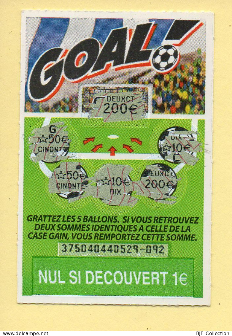 Grattage : GOAL / Emission N° 04 Du Code Jeu 375 (gratté) Trait Rouge - Billets De Loterie