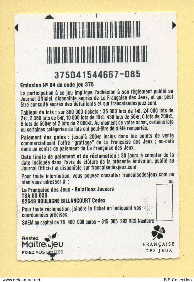 Grattage : GOAL / Emission N° 04 Du Code Jeu 375 (gratté) Trait Rouge - Billets De Loterie