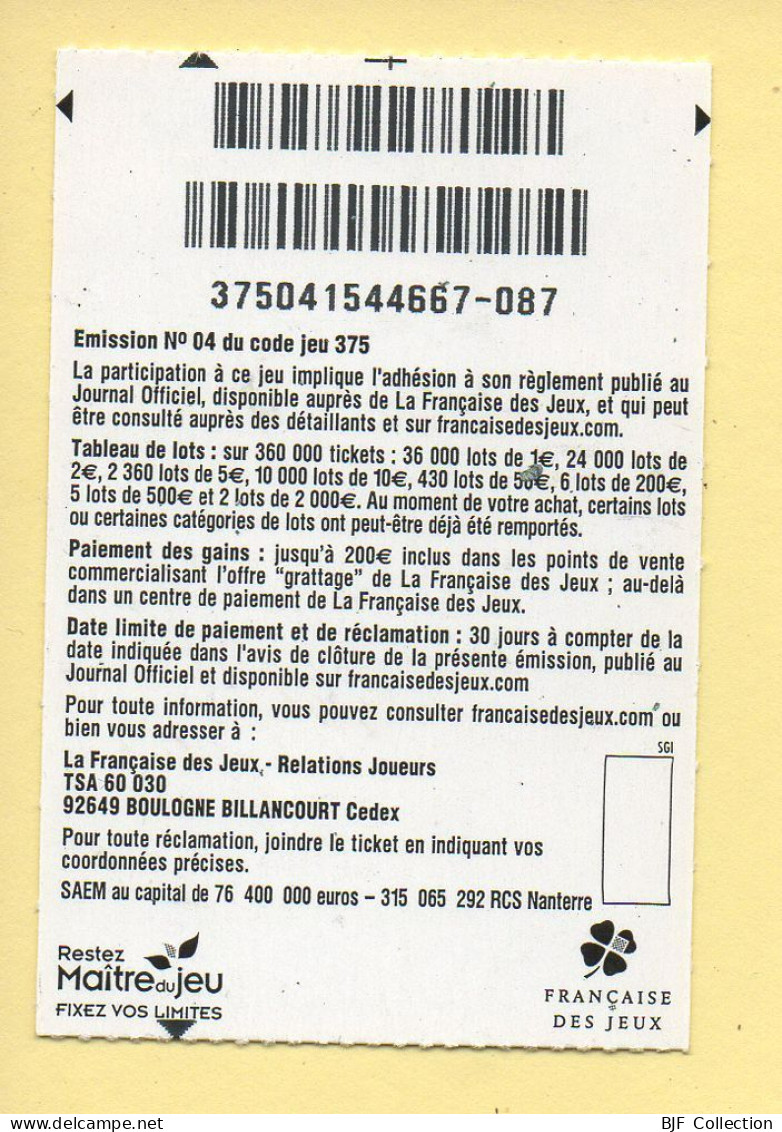 Grattage : GOAL / Emission N° 04 Du Code Jeu 375 (gratté) Trait Rouge - Lottery Tickets