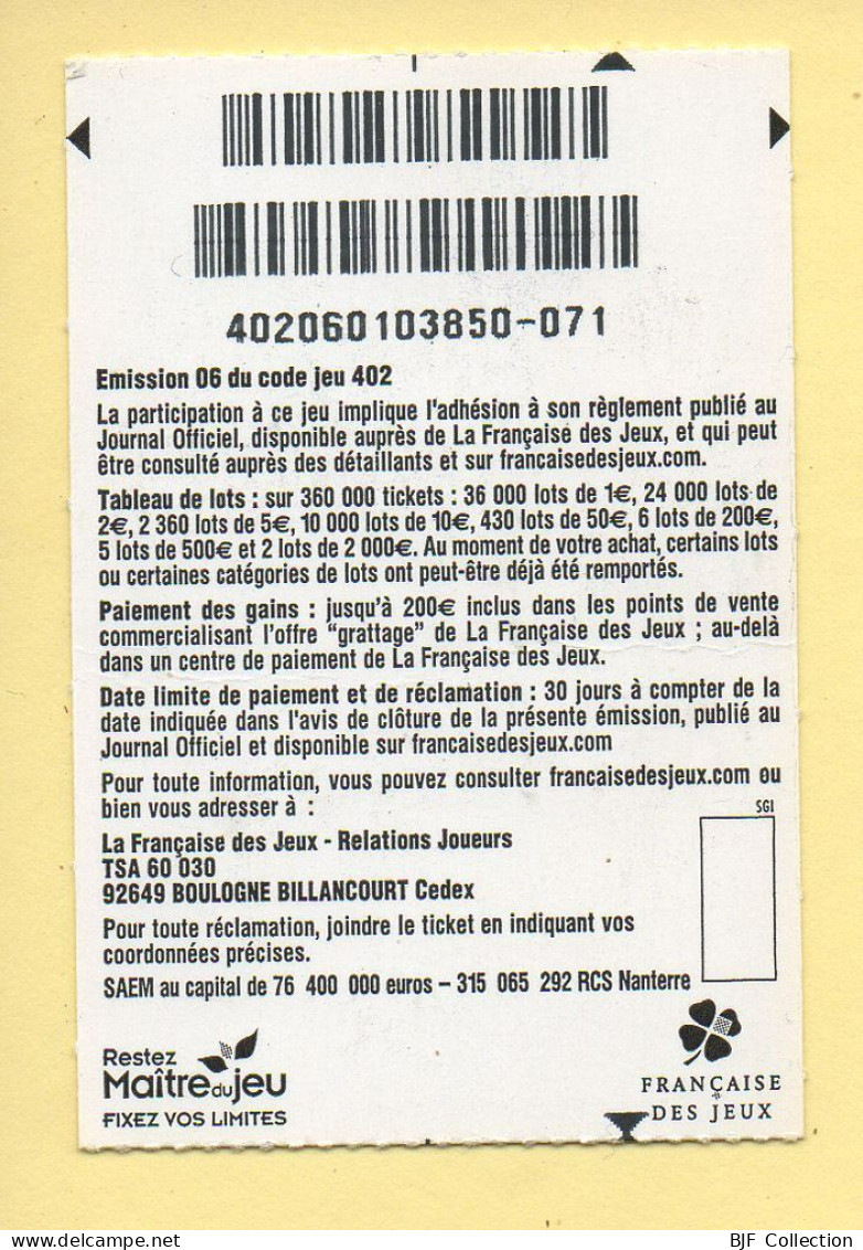 Grattage : GOAL / 2008 Chacun Son Foot / Emission N° 06 Du Code Jeu 402 (gratté) Trait Rouge - Billetes De Lotería
