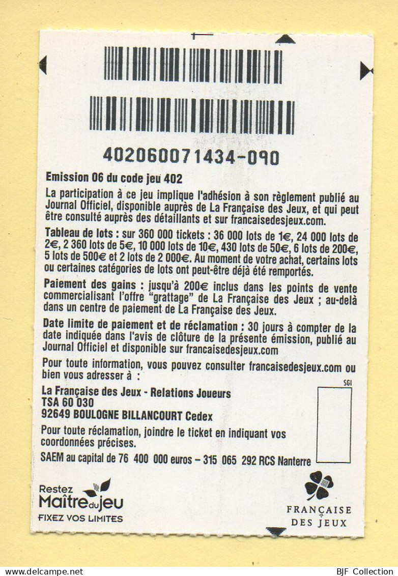 Grattage : GOAL / 2008 Chacun Son Foot / Emission N° 06 Du Code Jeu 402 (gratté) Trait Rouge - Billets De Loterie