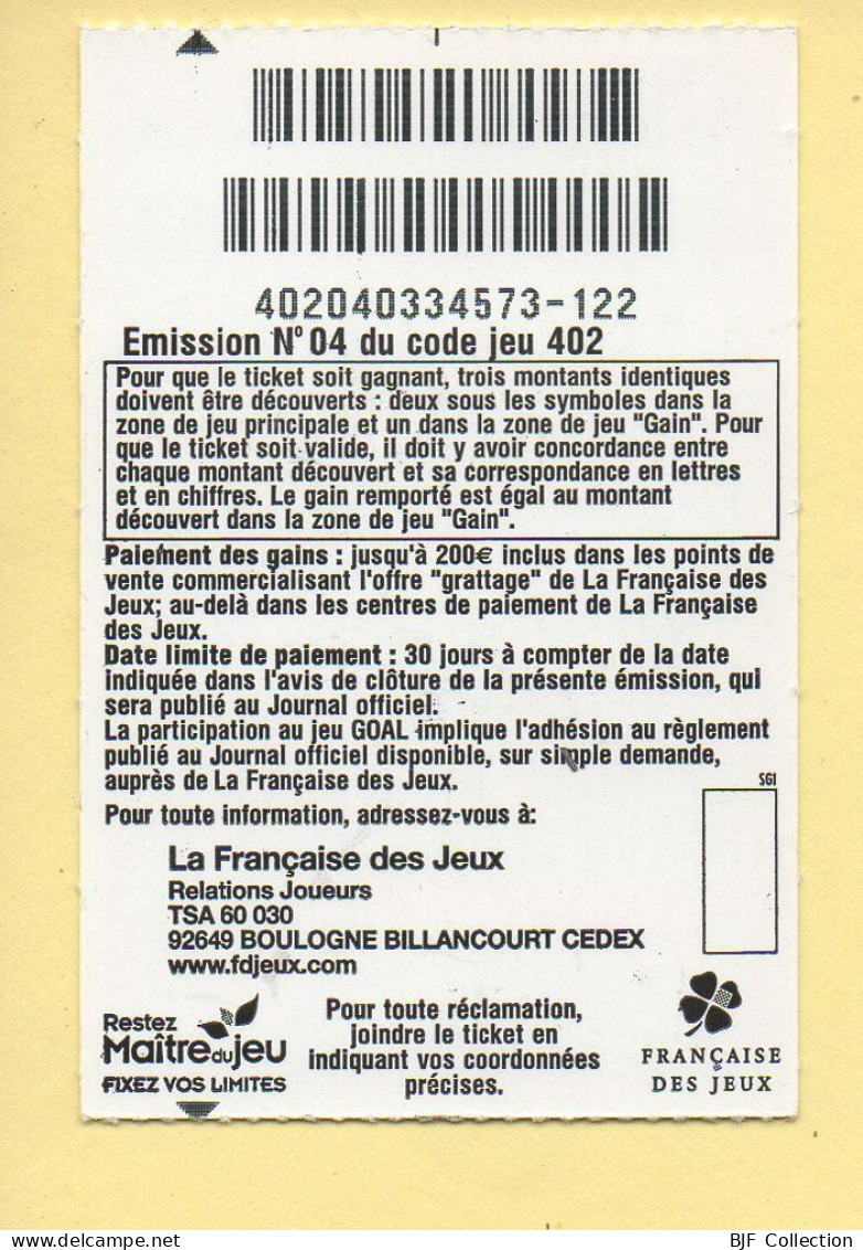 Grattage : GOAL / Série Limitée Afrique / Emission N° 04 Du Code Jeu 402 (gratté) Trait Bleu - Billets De Loterie