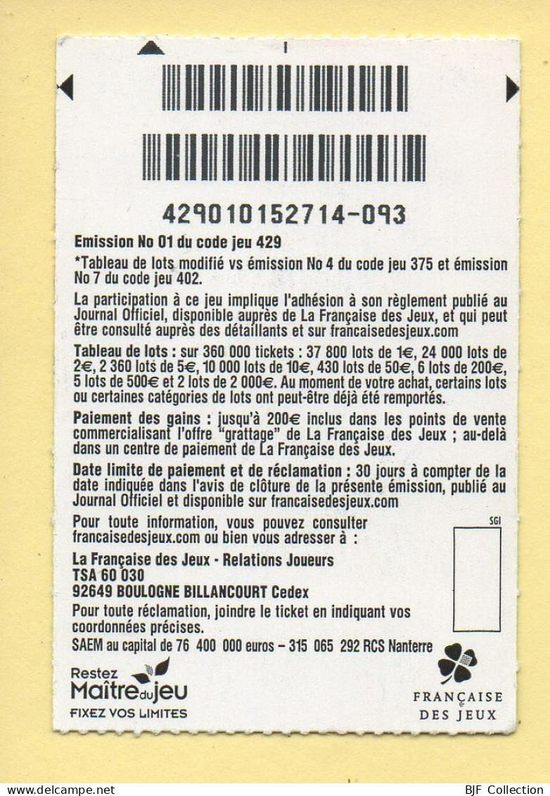 Grattage : GOAL / Nouveau / Emission N° 01 Du Code Jeu 429 / Tableau Modifié Vs 4 Et 7 (gratté) Trait Rouge - Lotterielose