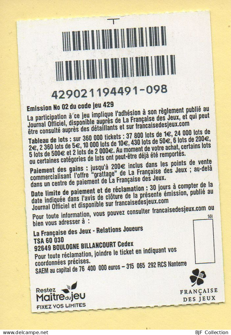 Grattage : GOAL / Emission N° 02 Du Code Jeu 429 (gratté) Trait Rouge - Billets De Loterie