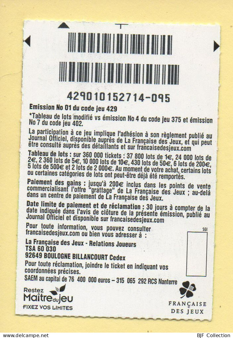 Grattage : GOAL / Nouveau / Emission N° 01 Du Code Jeu 429 / Tableau Modifié Vs 4 Et 7 (gratté) Trait Rouge - Lottery Tickets