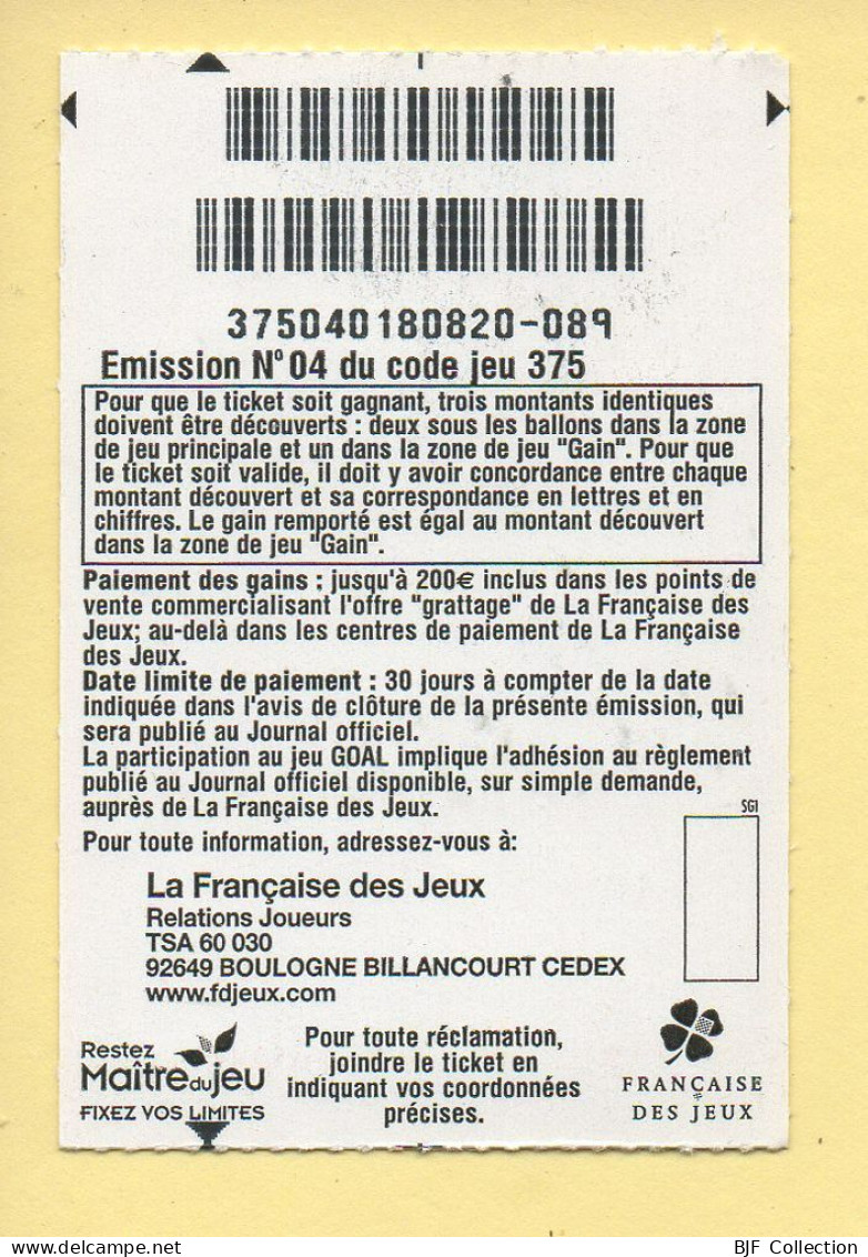 Grattage : GOAL / Emission N° 04 Du Code Jeu 375 (gratté) Trait Rouge - Lottery Tickets