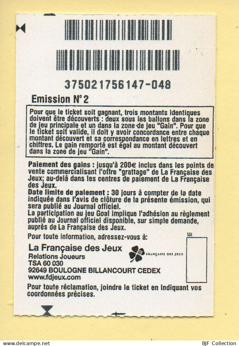 Grattage : GOAL / Emission N° 2 (gratté) Trait Rouge - Lottery Tickets