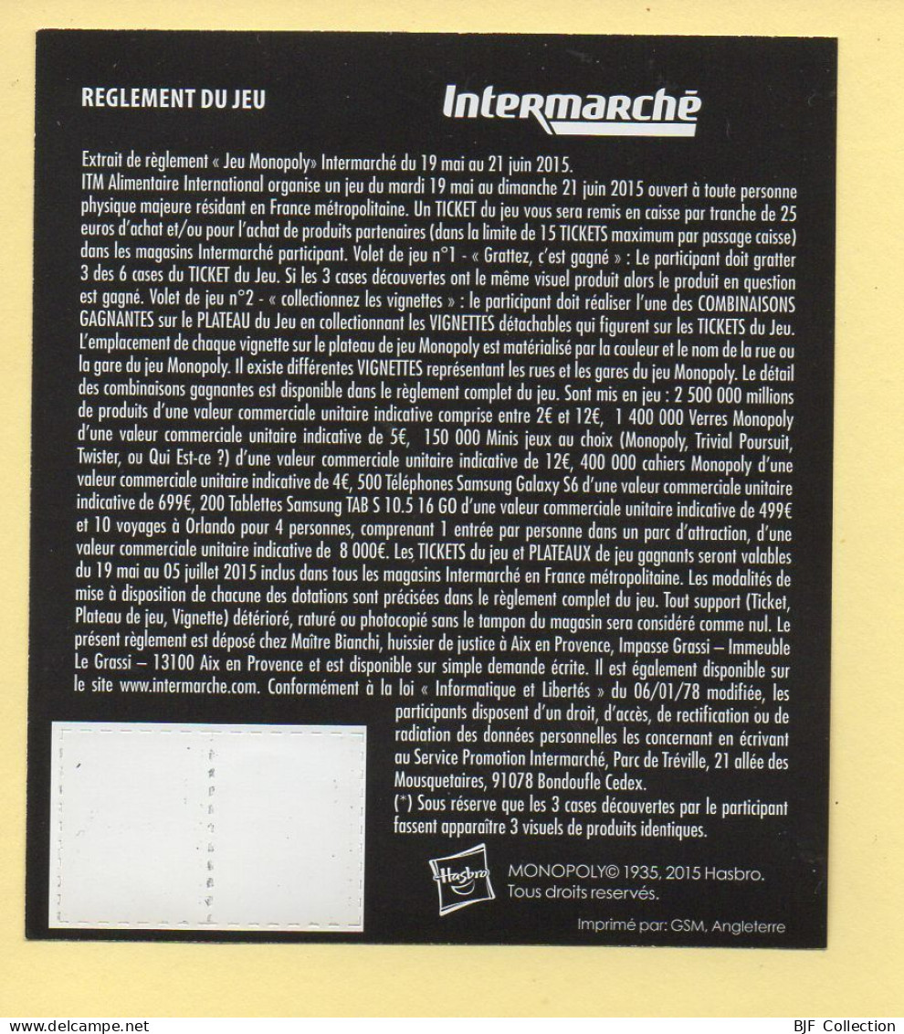 Grattage : 80 MONOPOLY 1935-2015 / La Chance Est Avec Vous / Intermarché / 2015 (gratté) - Lottery Tickets