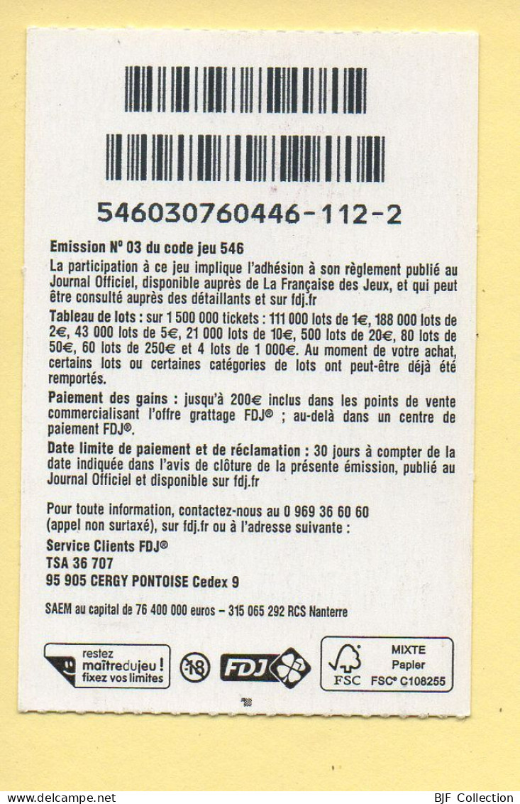 Grattage : ILLIKO Numéro Fétiche 2 / FDJ / Emission N° 03 Du Code Jeu 546 (gratté) - Billets De Loterie