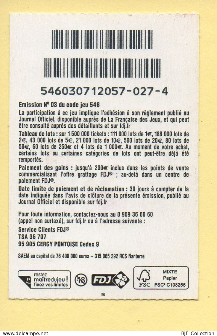 Grattage : ILLIKO Numéro Fétiche 4 / FDJ / Emission N° 03 Du Code Jeu 546 (gratté) - Biglietti Della Lotteria
