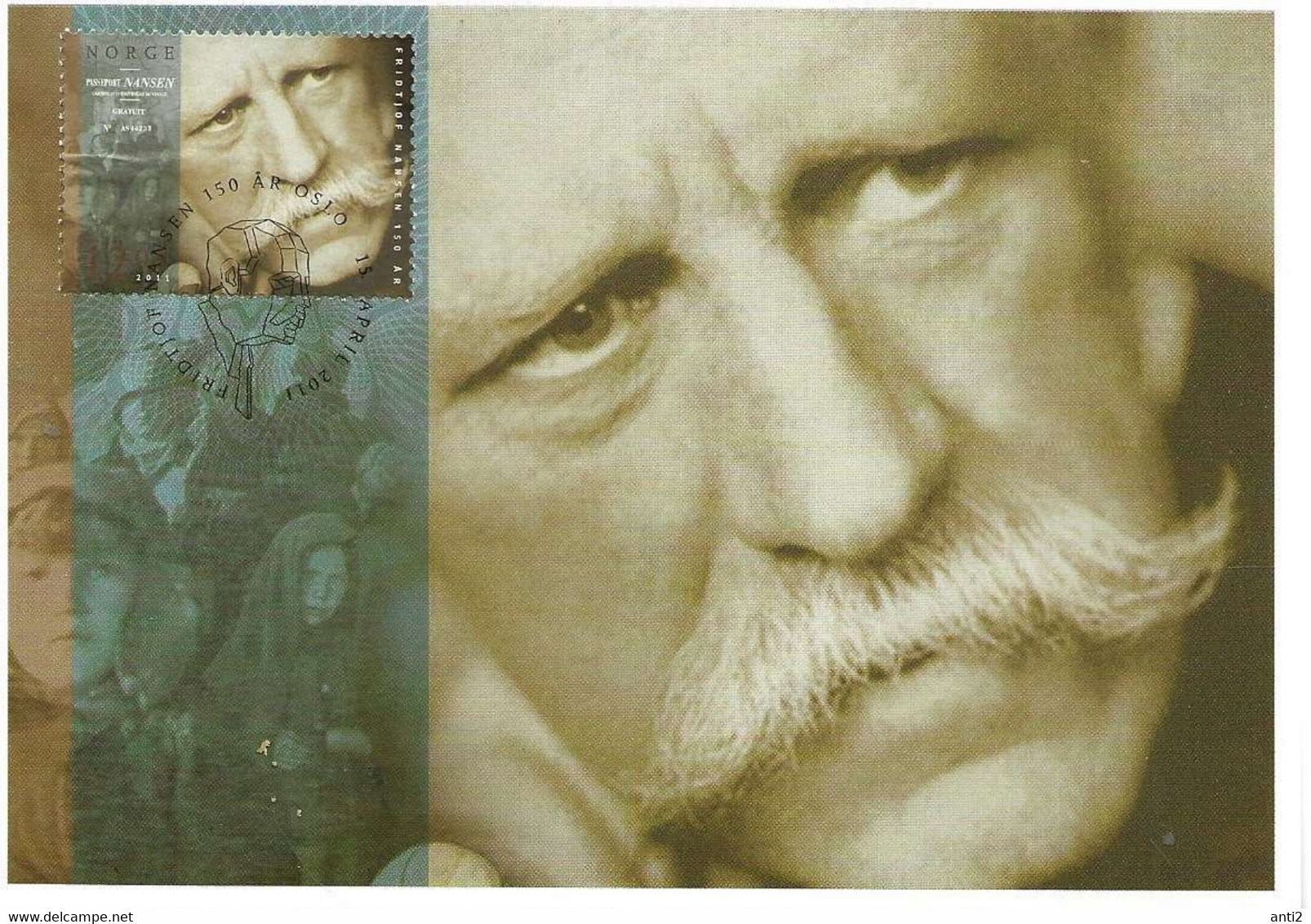 Norge Norway  2011 Fridtjof Nansen's 150th Birthday Polar Explorer, Zoologist, Oceanographer, Diplomat, Nobel Peace Priz - Lettres & Documents