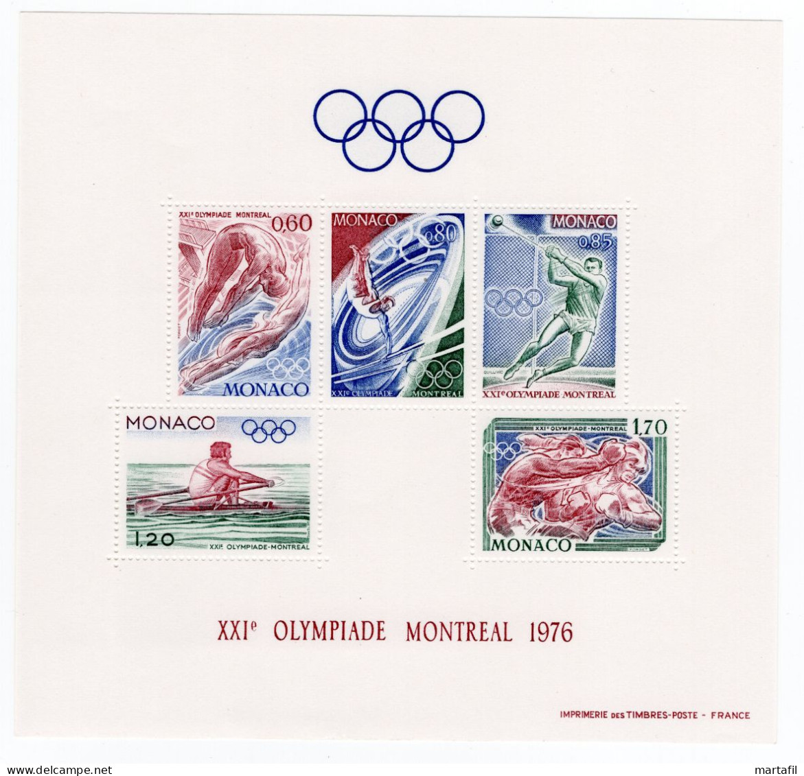 1976 MONACO BF 9 MNH ** Giochi Olimpici Di Montreal (Canada) - Bloques