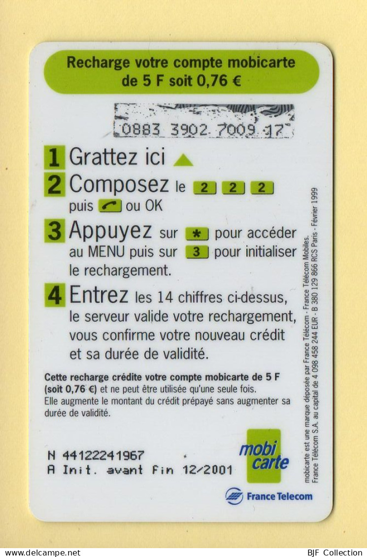 Mobicarte : Recharge 5 / Echantillon : France Télécom : 12/2001 (voir Cadre Et Numérotation) - Kaarten Voor De Telefooncel (herlaadbaar)