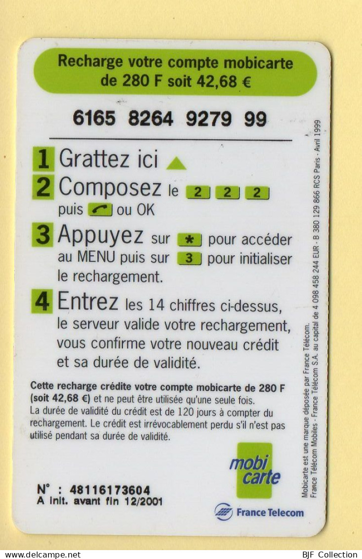 Mobicarte : Recharge 250 + 30 : France Télécom : 12/2001 (voir Cadre Et Numérotation) - Mobicartes