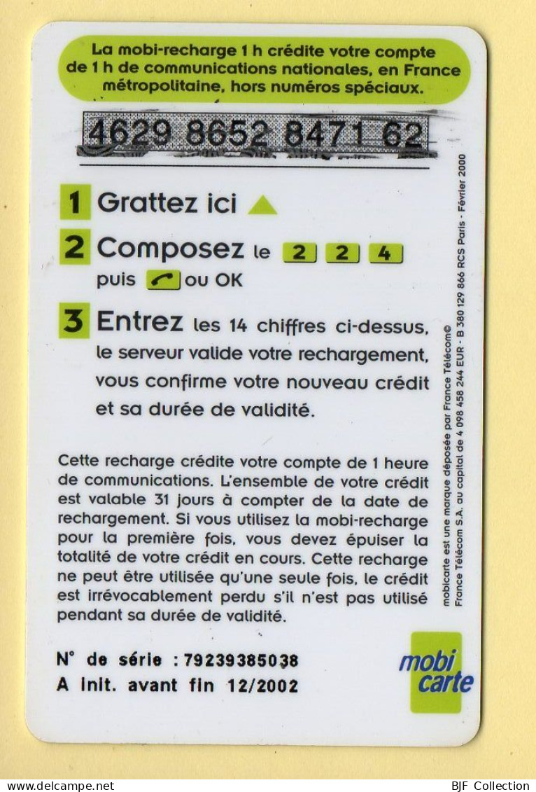 Mobicarte : Mobirecharge 1 Heure : France Télécom : 12/2002 (voir Cadre Et Numérotation) - Kaarten Voor De Telefooncel (herlaadbaar)