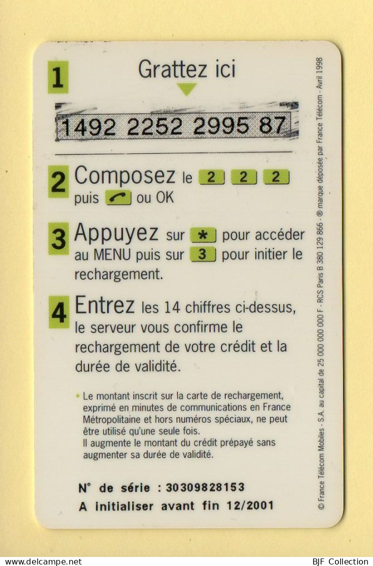 Mobicarte : Echantillon 2 Minutes : Itinéris / France Télécom : 12/2001 (voir Cadre Et Numérotation) - Nachladekarten (Refill)