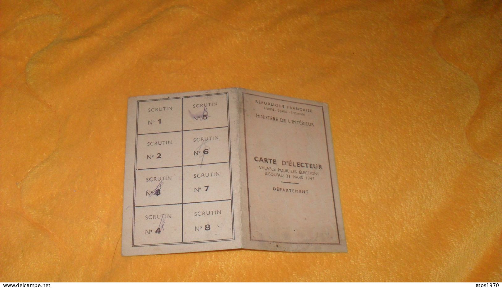 CARTE D'ELECTEUR ANCIENNE DE 1946.../ CACHET MAIRIE DE DOMPS ?.. - Ohne Zuordnung