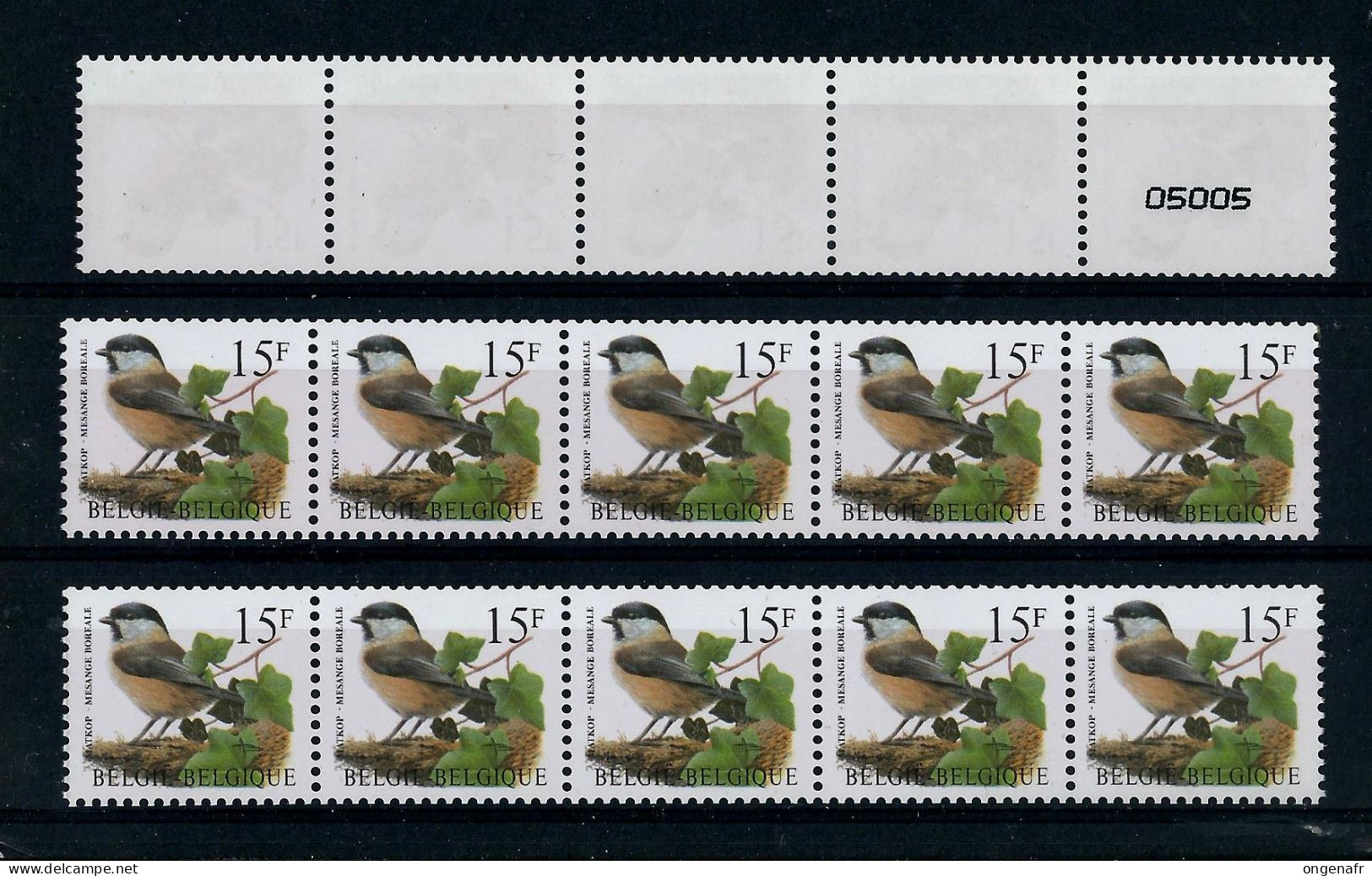 R83 ( 3 Bandes Avec N° Qui Se Suivent) ** Oiseaux - Birds - Vogels Buzin - Mésange Boréale - 1985-.. Oiseaux (Buzin)