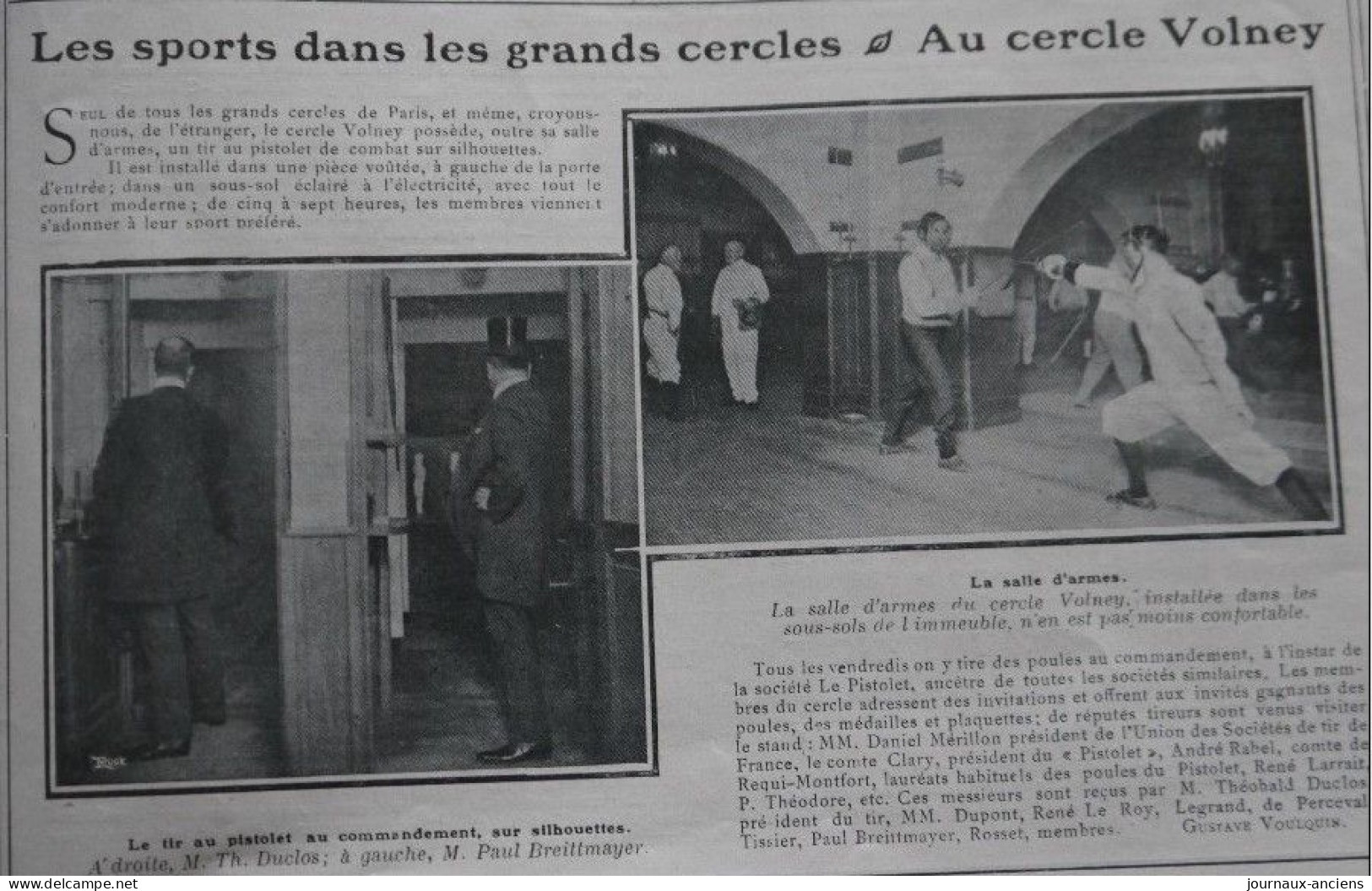 1906 LES SPORTS DANS LES GRANDS CERCLES DE PARIS - AU CERCLE VOLNEY - Revue " LA VIE AU GRAND AIR " - 1900 - 1949