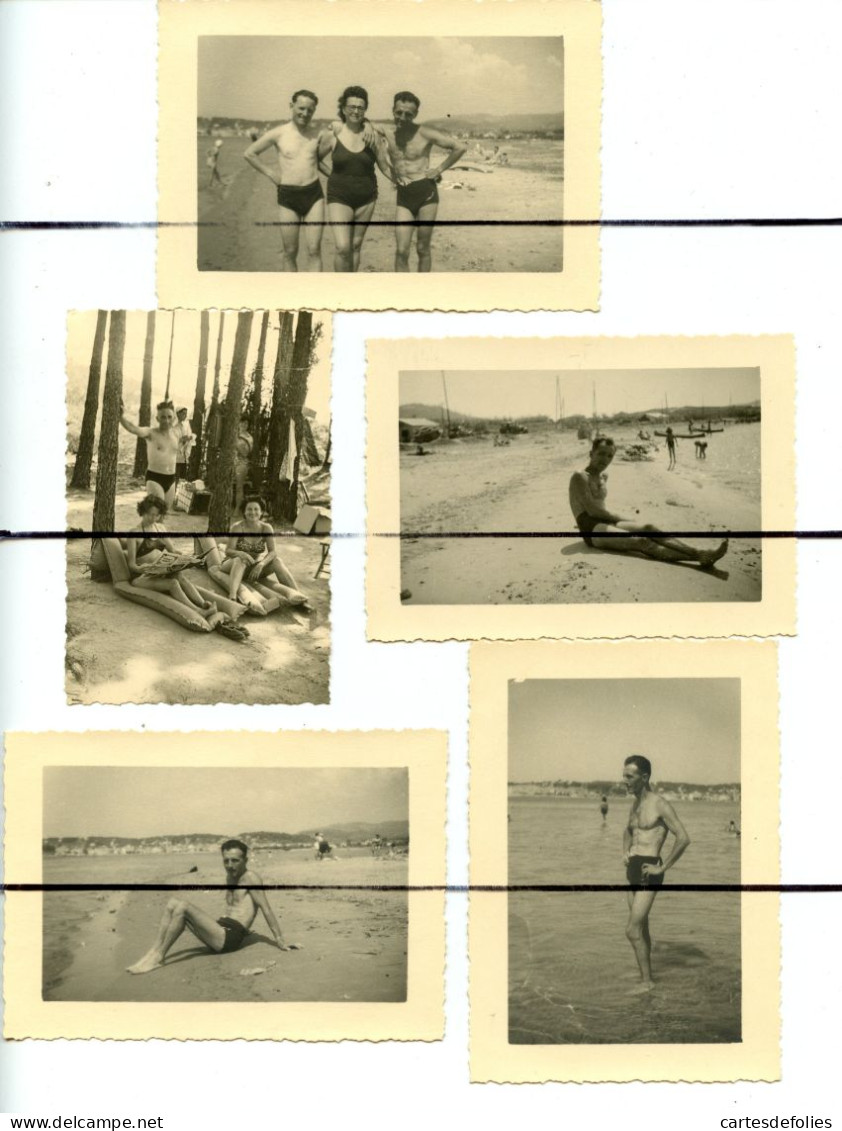 5 PHOTOGRAPHIES  . Men. Boy . Homme Torse Nu En Slip De Bain . Vacance, Mer, - Anonieme Personen