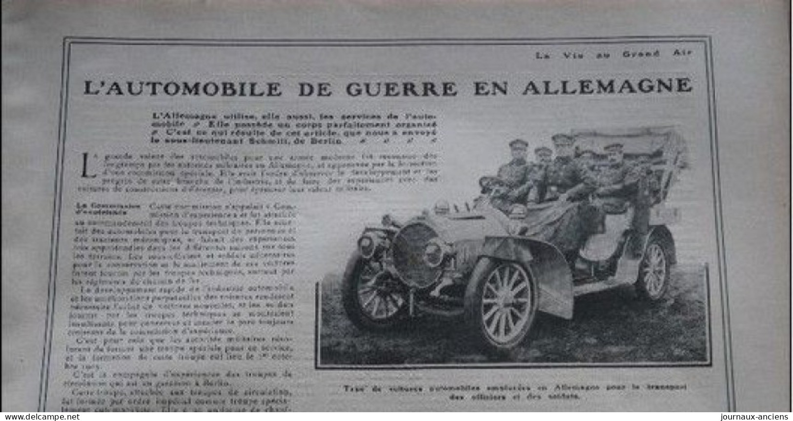 1906 AUTOMOBILE - L'AUTOMOBILE DE GUERRE EN ALLEMAGNE - LE TRAIN AUTOMOBILE - Revue " LA VIE AU GRAND AIR " - 1900 - 1949