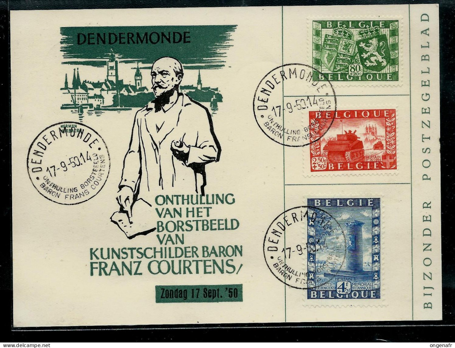 Série 823/5 Sur Doc. Du 17/09/1950 DENDERMONDE - Franz Courtens - Lettres & Documents