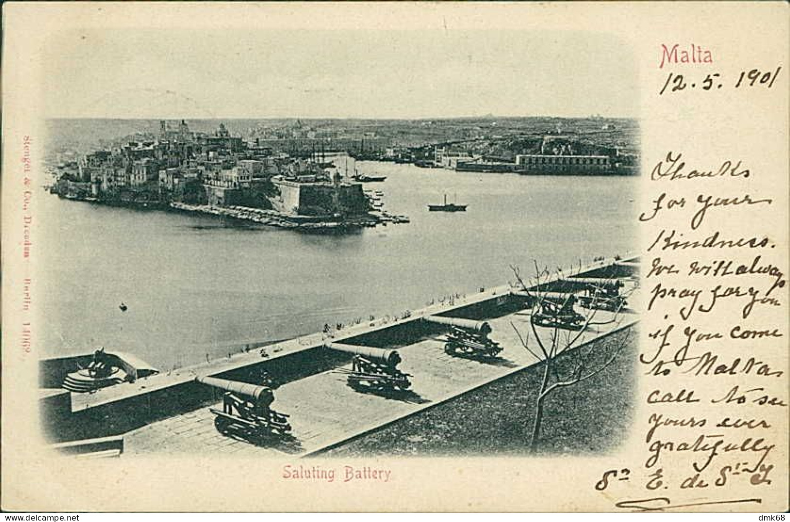 MALTA - SALUTING BATTERY . EDIT STENGEL & CO. - MAILED 1901  (18193) - Malte