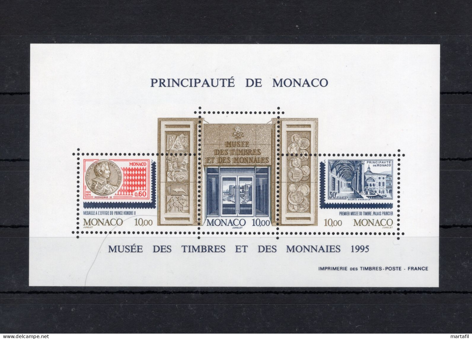 1995 MONACO BF 67 MNH ** Museo Dei Francobolli E Delle Monete - Blocks & Kleinbögen