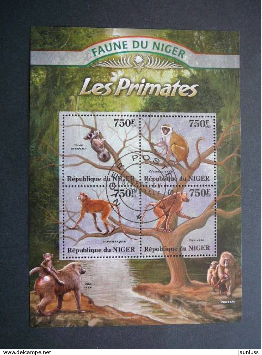 Mammals - Monkeys. Affen. Singes # Niger # 2013 Used S/s #832 Primates. Animals - Monkeys