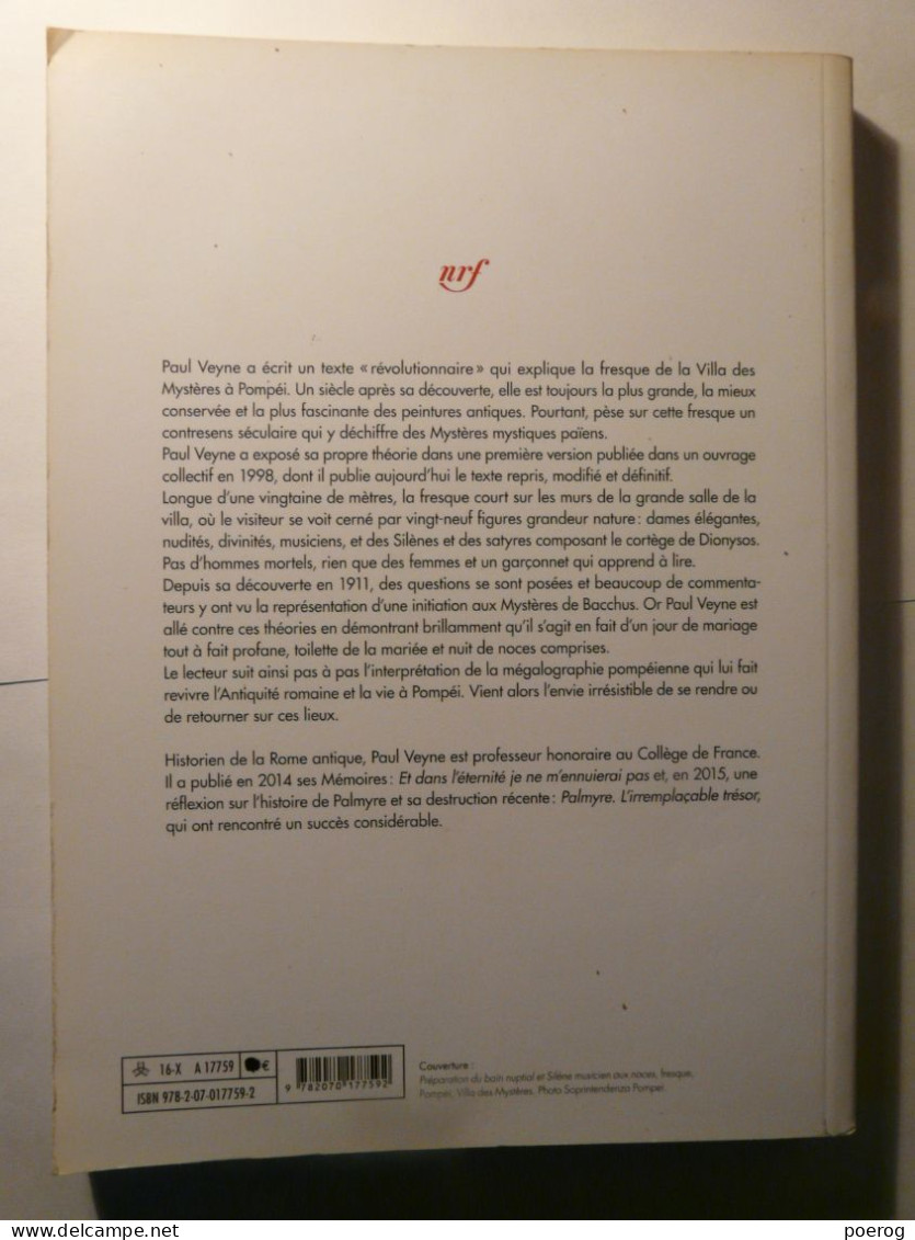 LA VILLA DES MYSTERES A POMPEI - PAUL VEYNE - ARTS ET ARTISTES GALLIMARD - 2016 - Archéologie - Archeologie