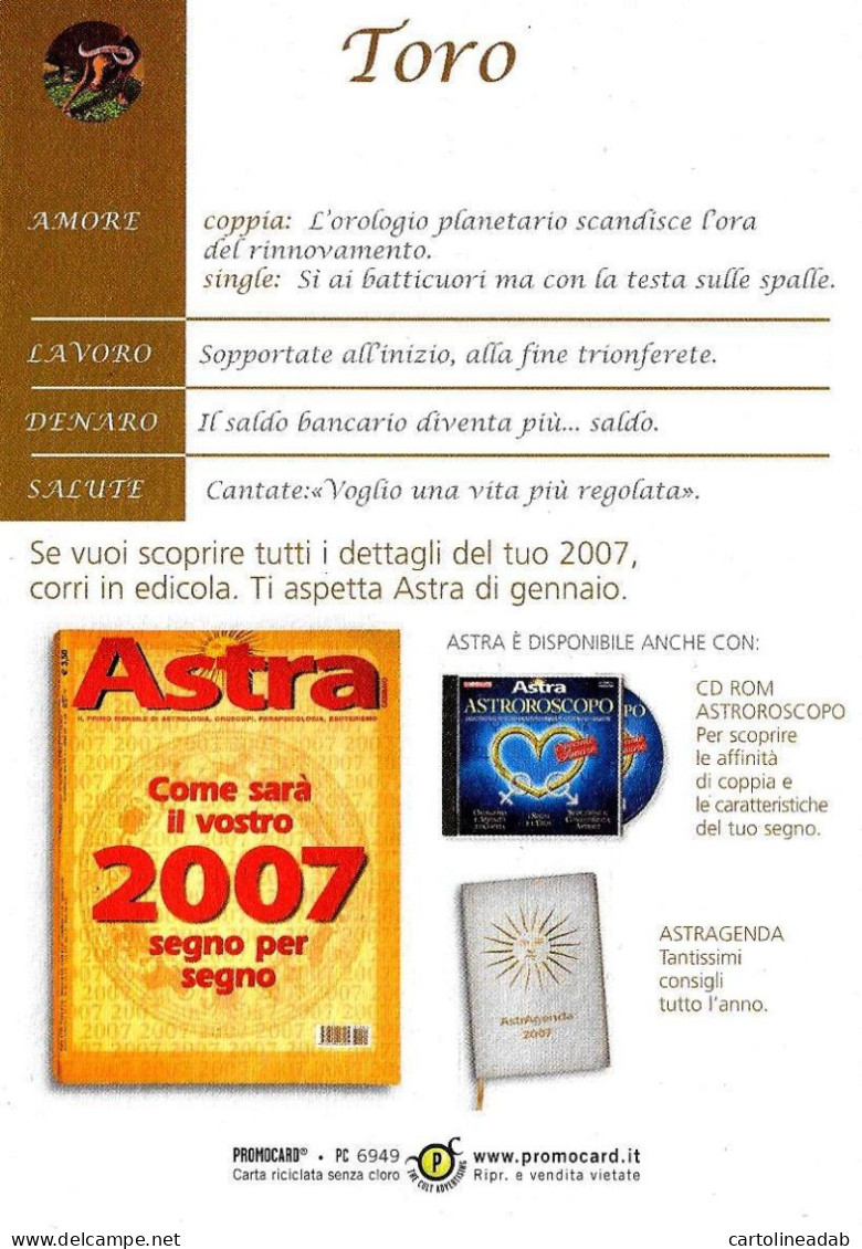 [MD9408] CPM - ASTRA SEGNI ZODIACALI - TORO - PROMOCARD 6949 - PERFETTA - Non Viaggiata - Astrologia