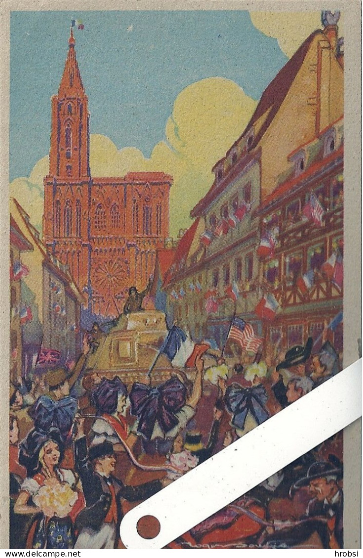 Illustrateur Alsace, Liesse Peuple Alsacien Strasbourg - Other & Unclassified