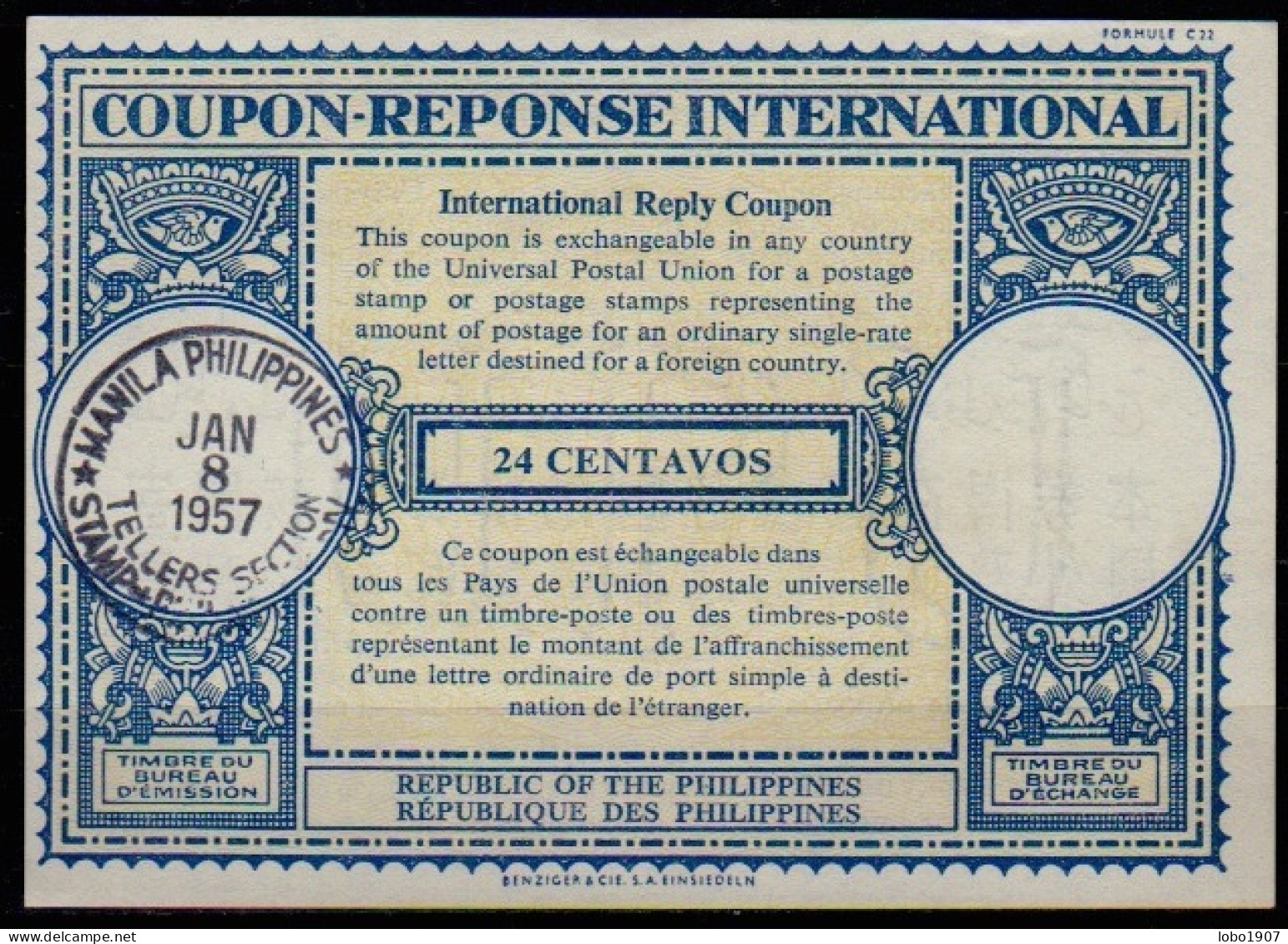PHILIPPINES  Collection 15 International Reply Coupon Reponse Cupon Respuesta IRC IAS See List And Scans - Filippine