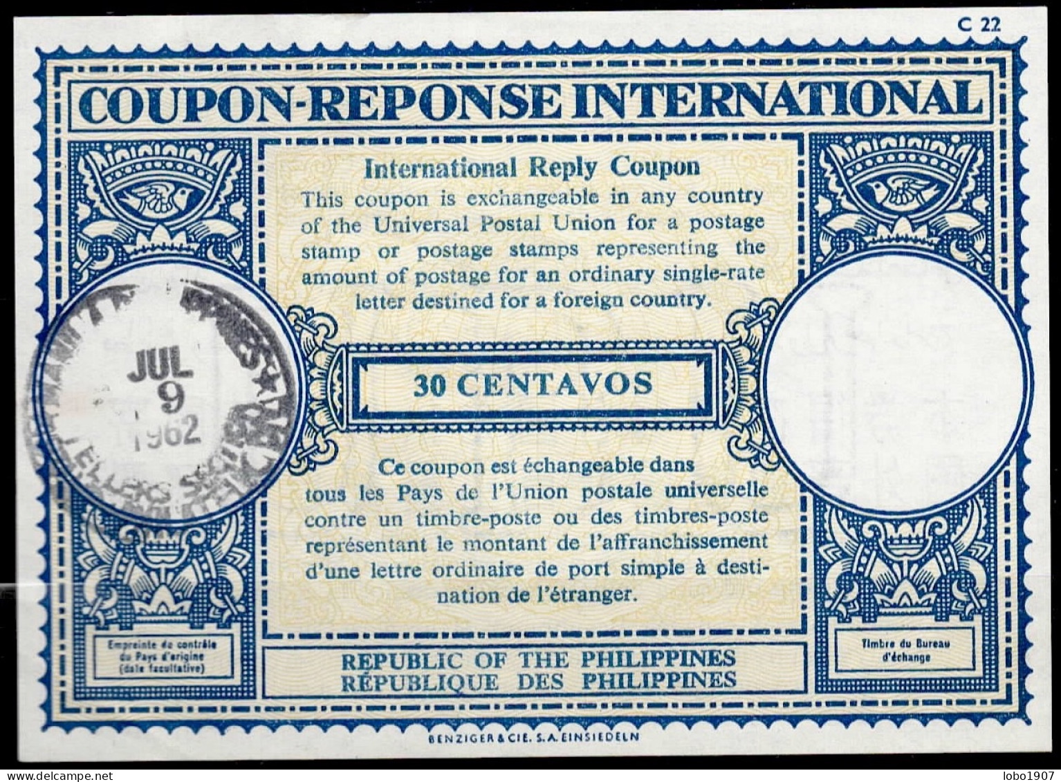 PHILIPPINES  Collection 15 International Reply Coupon Reponse Cupon Respuesta IRC IAS see list and scans