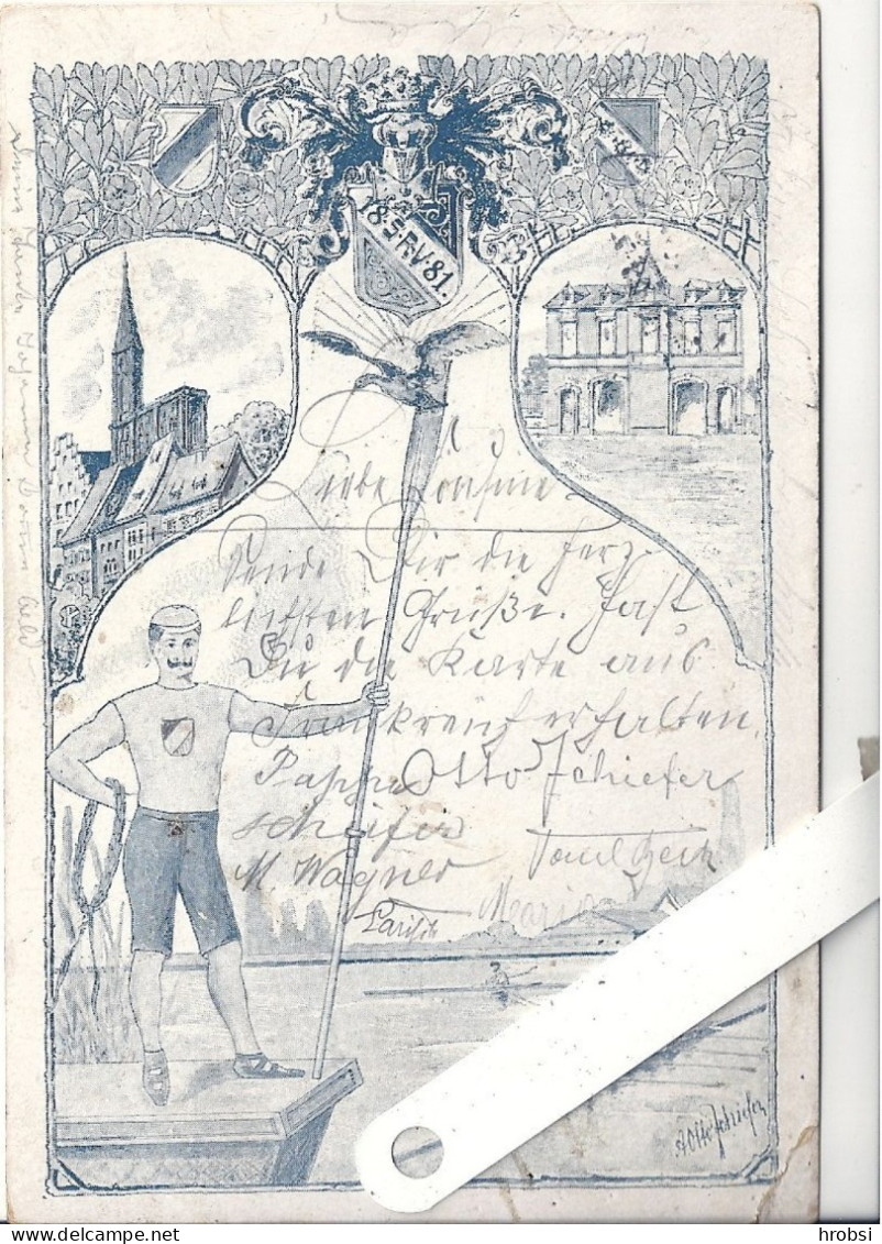 Illustrateur Alsace, Schiefer, Strasbourg, Fête Du Rhin, Sport 1901 - Other & Unclassified