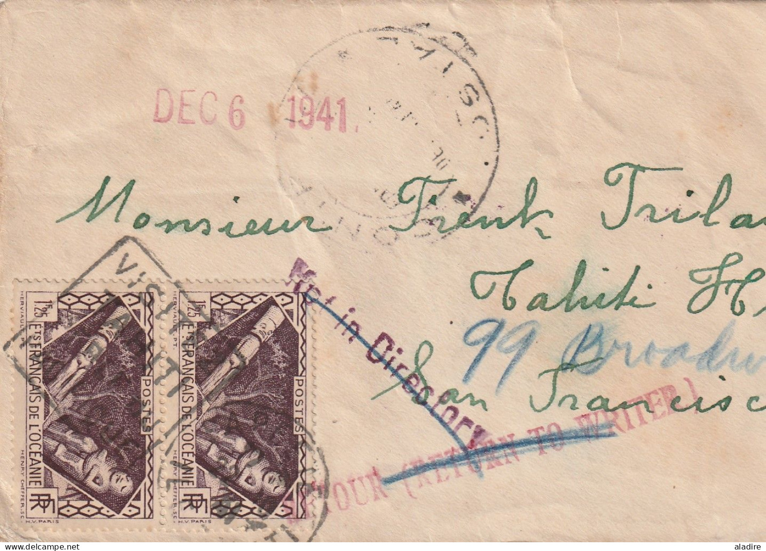 1896 - 1968 - Océanie Polynésie française - collection de 11 cartes, enveloppes et entier - histoire postale - 22 scans