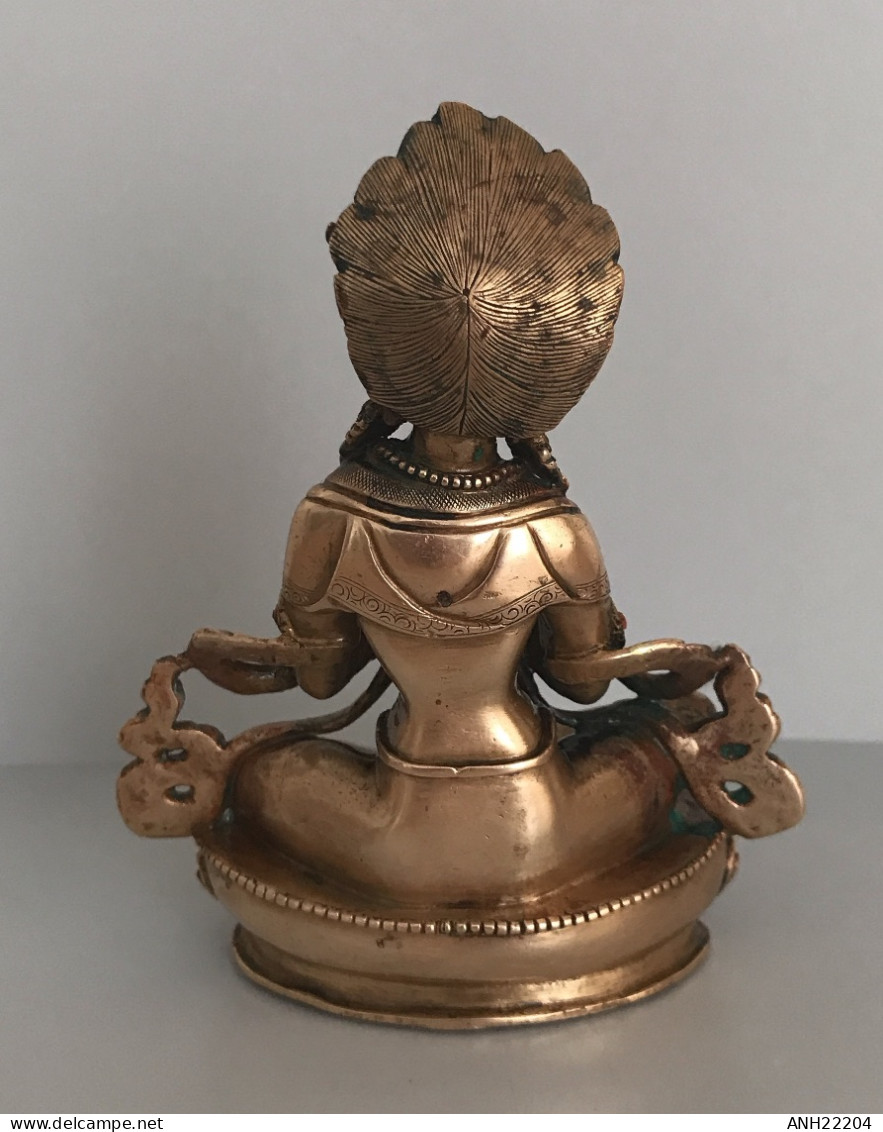 Magnifique Statuette De Bodhissatva Guan Yin En Position De Añjali-mudrã. Tibet - Népal, 1ère Moitié 20ème Siècle - Aziatische Kunst
