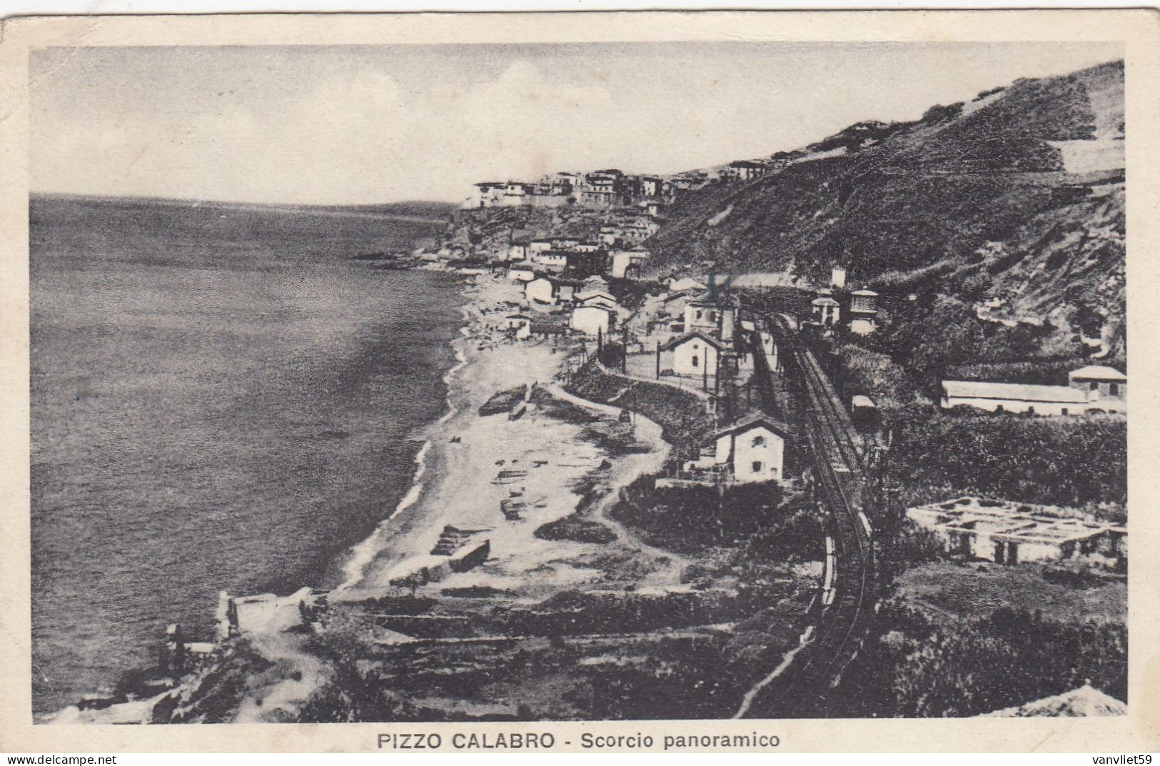 PIZZO CALABRO-VIBO VALENTIA-SCORCIO PANORAMICO- CARTOLINA VIAGGIATA IL 9-8-1955-PRODUZIONE ANTECEDENTE - Vibo Valentia