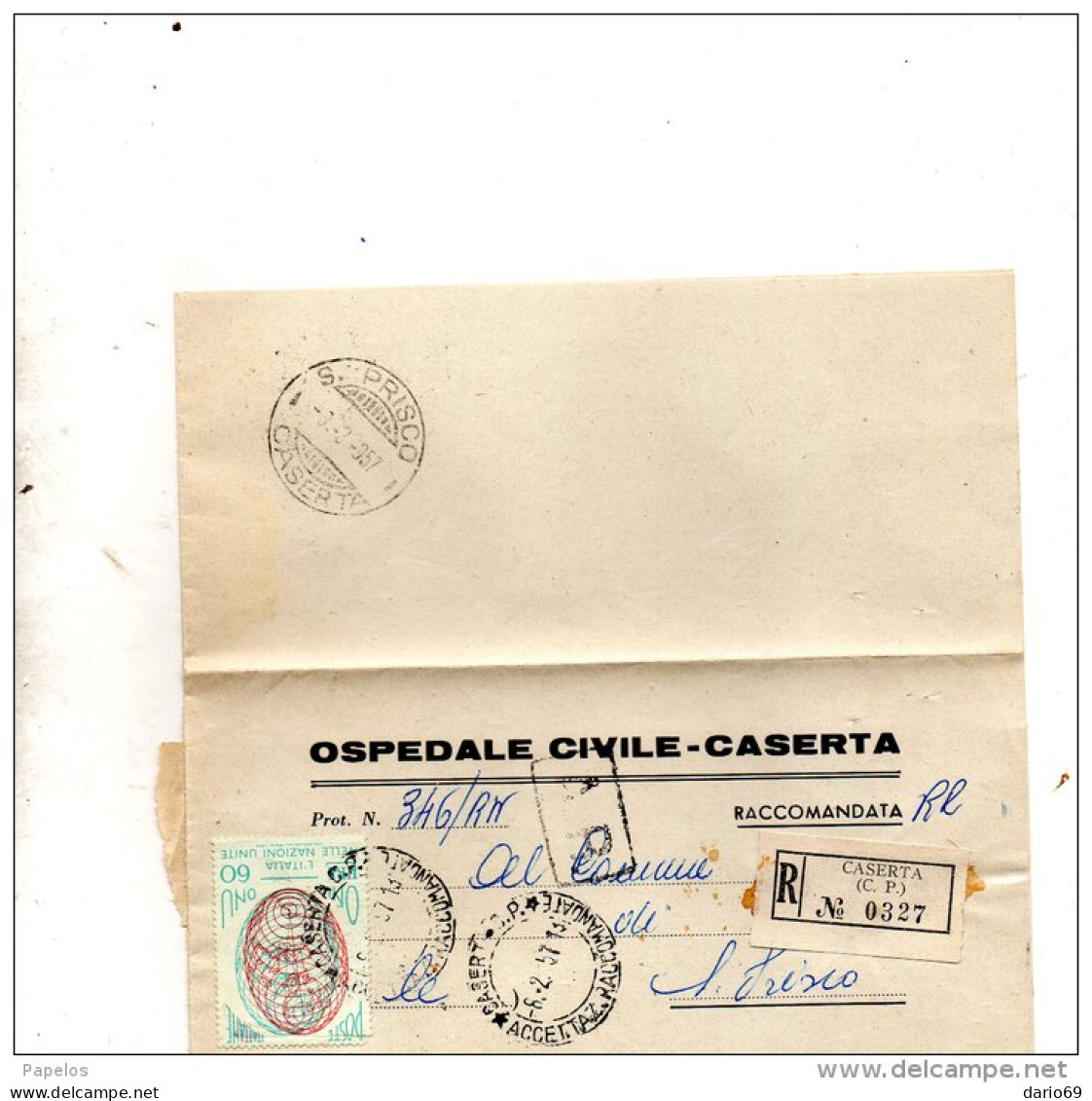 1957  LETTERA RACCOMANDATA   CON ANNULLO  S. PRISCO CASERTA - 1961-70: Poststempel