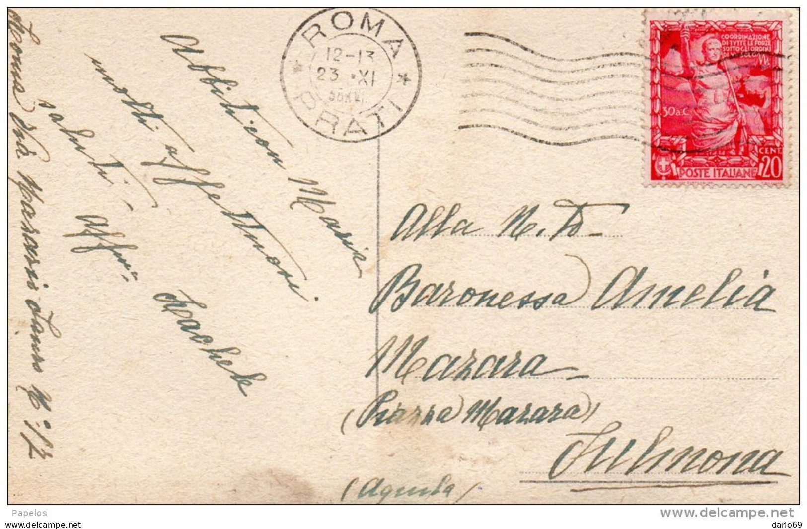 1938  CARTOLINA    CON ANNULLO ROMA PRATI - Storia Postale