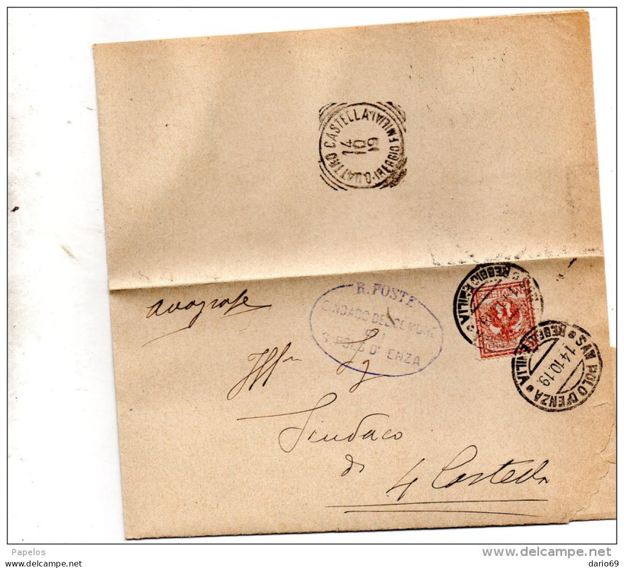 1919  LETTERA  CON ANNULLO SAN PAOLO  D'ENZA REGGIO EMILIA - Storia Postale