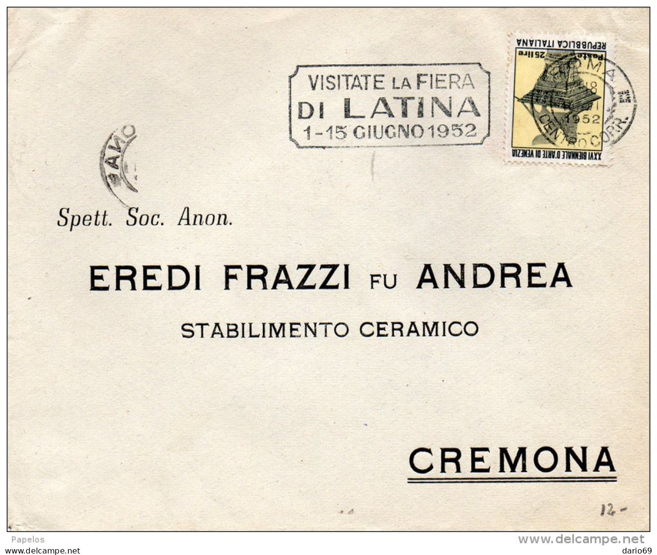1952 LETTERA  CON ANNULLO ROMA - 1946-60: Marcophilia