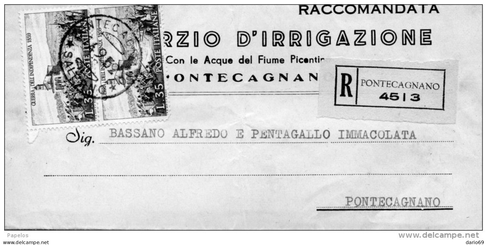 1952  LETTERA CON ANNULLO PONTECAGNANO SALERNO - 1946-60: Marcophilie