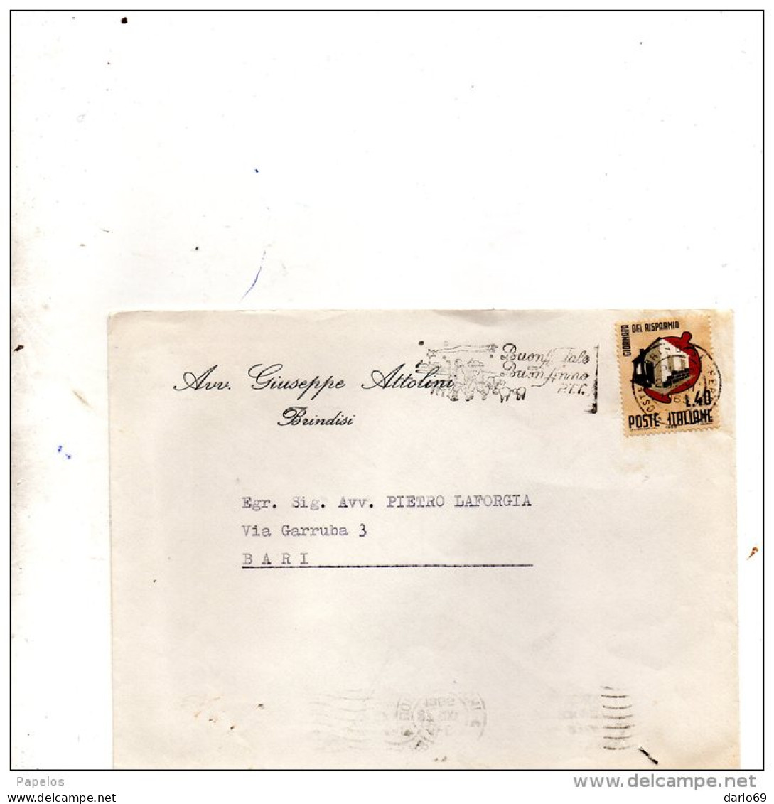 1965  LETTERA CON ANNULLO BRINDISI - 1946-60: Poststempel