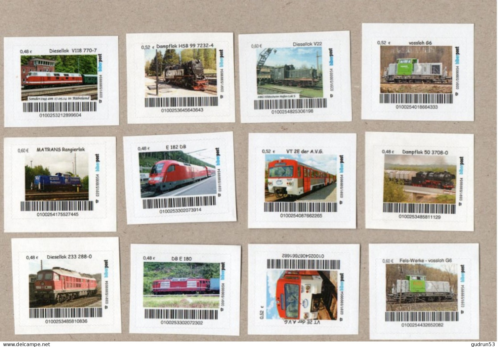 050] BRD - Privatpost - Biberpost - Eisenbahn Train - 12 W - E-Loks Dieseloks  Dampfloks - Treinen