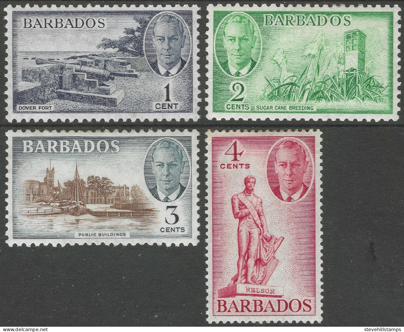 Barbados. 1950 KGVI. 4 MH Values To 4d. SG 271etc. M4086 - Barbados (...-1966)