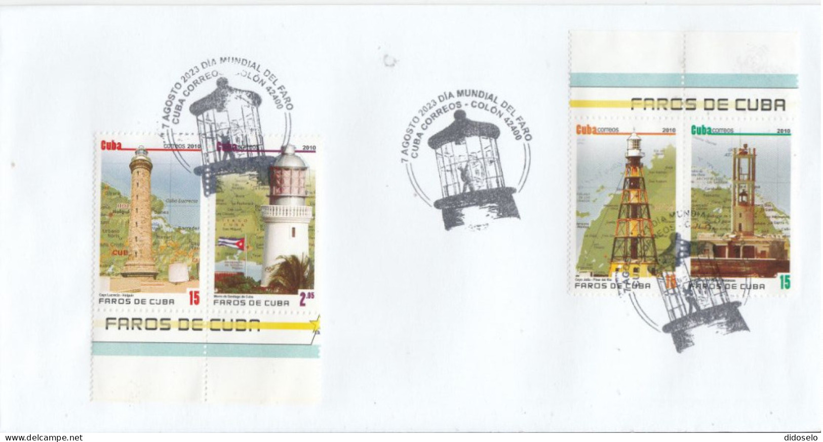 Cuba - 2023 - Lighthouse Set With Comm.cancel On Cover - Lighthouses